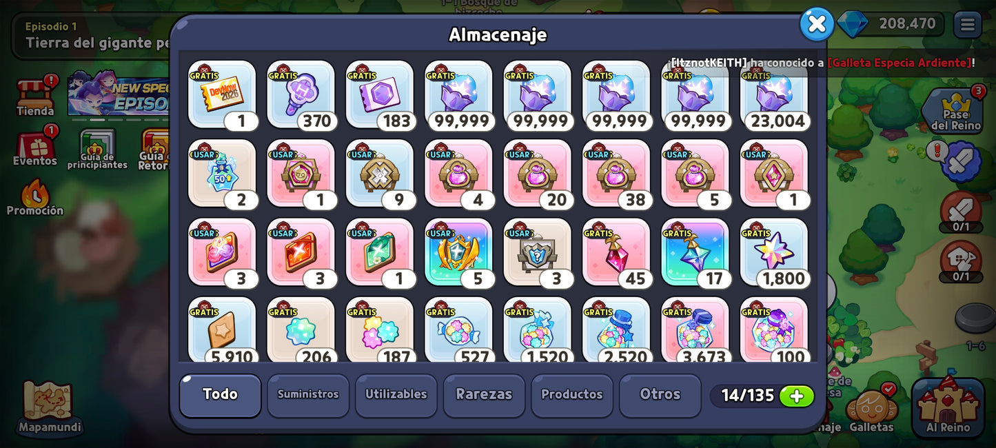 Server Dark Cacao: 200,000+ Gemas 💎 Galleta especia ardiente + 20 galletas epicas | Cookie Run: Kingdom Cuenta inicial Starter Reroll Account