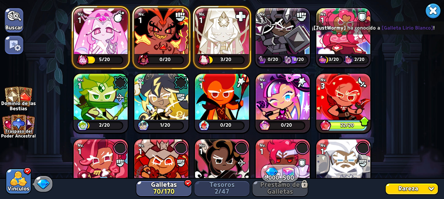 Server Dark Cacao: 400,000+ Gemas 💎Galleta Azúcar Eterna + Galleta Especia Ardiente + Galleta Harina Mística/ 20 galletas epicas / + 1000 Acortadores de galletas | Cookie Run: Kingdom Cuenta inicial Starter Reroll Account