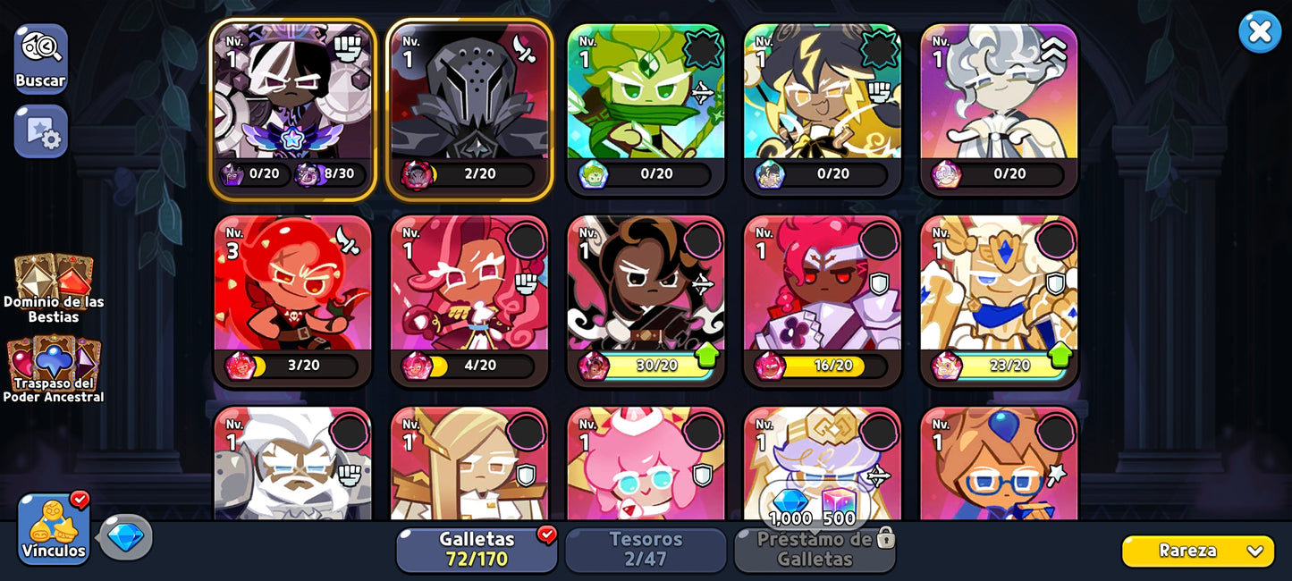 Server Dark Cacao: 400,000+ Gemas 💎 Galleta Sal Silenciosa / 20 galletas epicas / + 1000 Acortadores de galletas | Cookie Run: Kingdom Cuenta inicial Starter Reroll Account