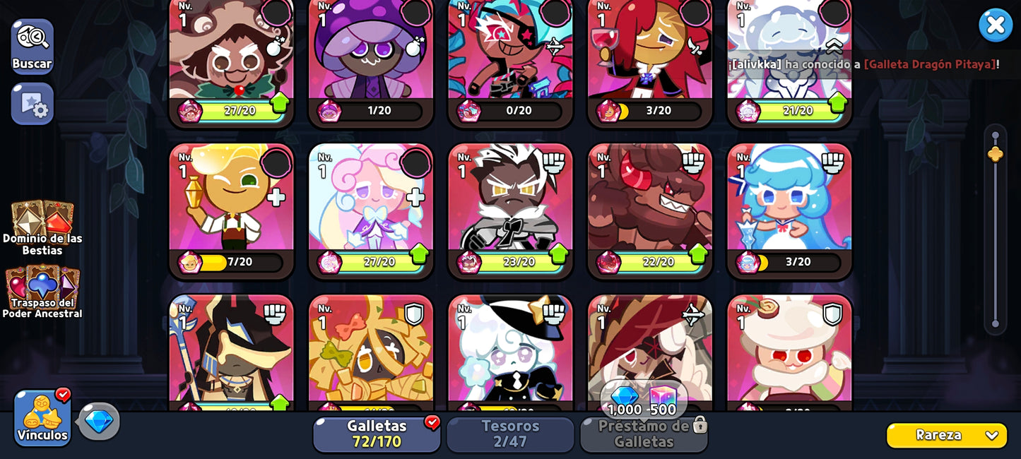 Server Dark Cacao: 400,000+ Gemas 💎 Galleta Sal Silenciosa / 20 galletas epicas / + 1000 Acortadores de galletas | Cookie Run: Kingdom Cuenta inicial Starter Reroll Account