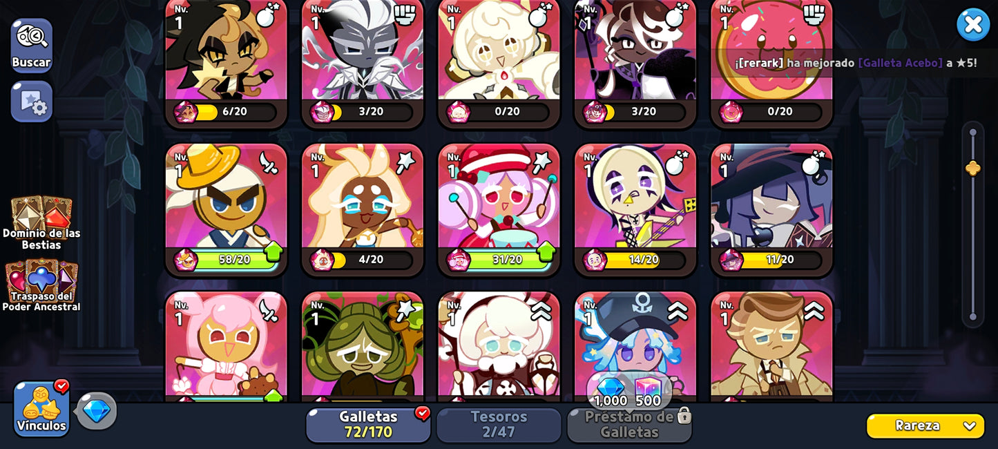 Server Dark Cacao: 400,000+ Gemas 💎 Galleta Sal Silenciosa / 20 galletas epicas / + 1000 Acortadores de galletas | Cookie Run: Kingdom Cuenta inicial Starter Reroll Account