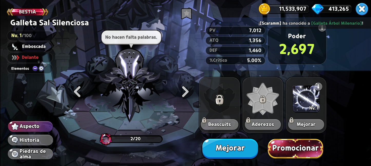 Server Dark Cacao: 400,000+ Gemas 💎 Galleta Sal Silenciosa / 20 galletas epicas / + 1000 Acortadores de galletas | Cookie Run: Kingdom Cuenta inicial Starter Reroll Account