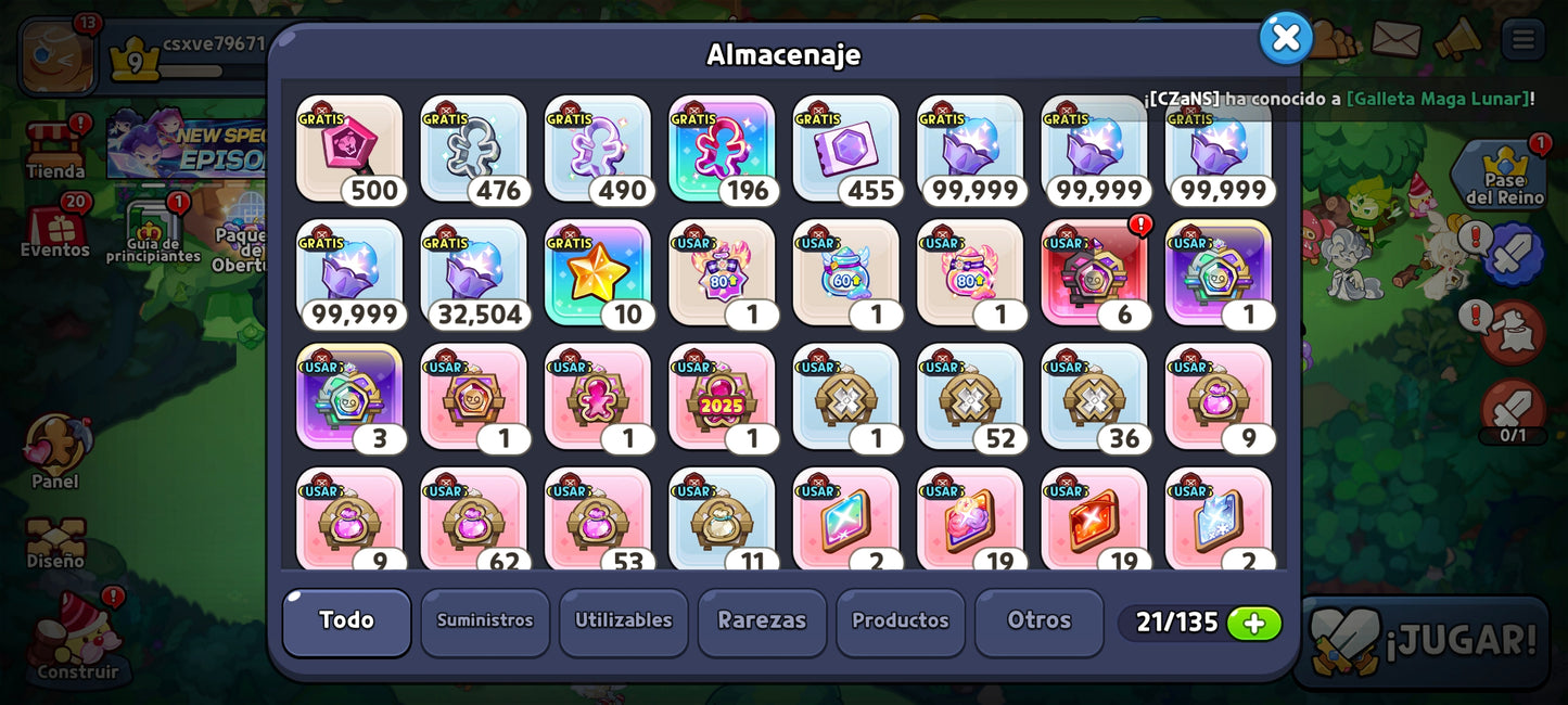 Server Dark Cacao: 400,000+ Gemas 💎 Galleta Sal Silenciosa / 20 galletas epicas / + 1000 Acortadores de galletas | Cookie Run: Kingdom Cuenta inicial Starter Reroll Account