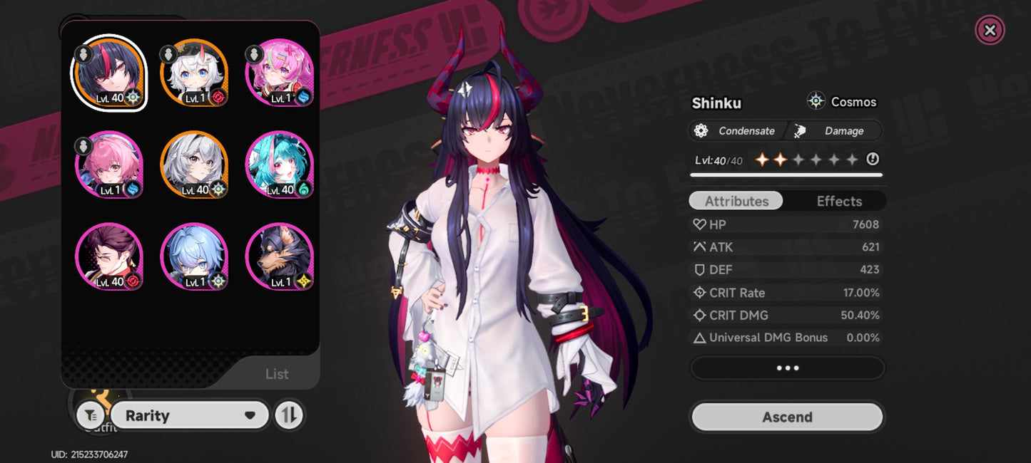[Nivel 24] Shinki A3 + Blushing Mirage  | SERVER AMERICA | Neverness to Everness NTE Cuenta reroll