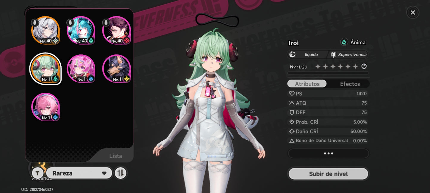 [Lvl 26] Iroi + 7620 Arolitas💎 + 51 dados 🎲|SERVER AMERICA | Neverness to Everness NTE Cuenta reroll
