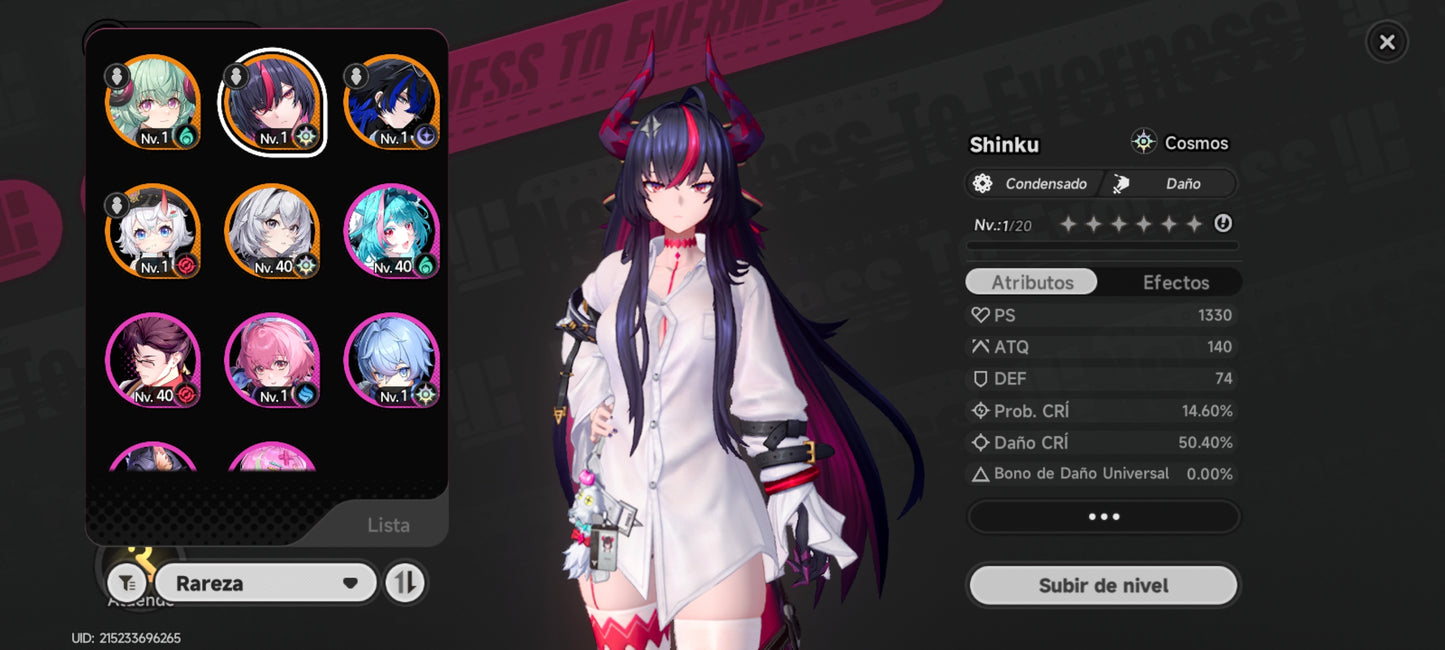[Lvl 26] Shinku + Disco5 ⭐️: Espejismo Sonrojado + Iroi + Daffodill (SKIN) + Sakiri | SERVER AMERICA | Neverness to Everness NTE Cuenta reroll