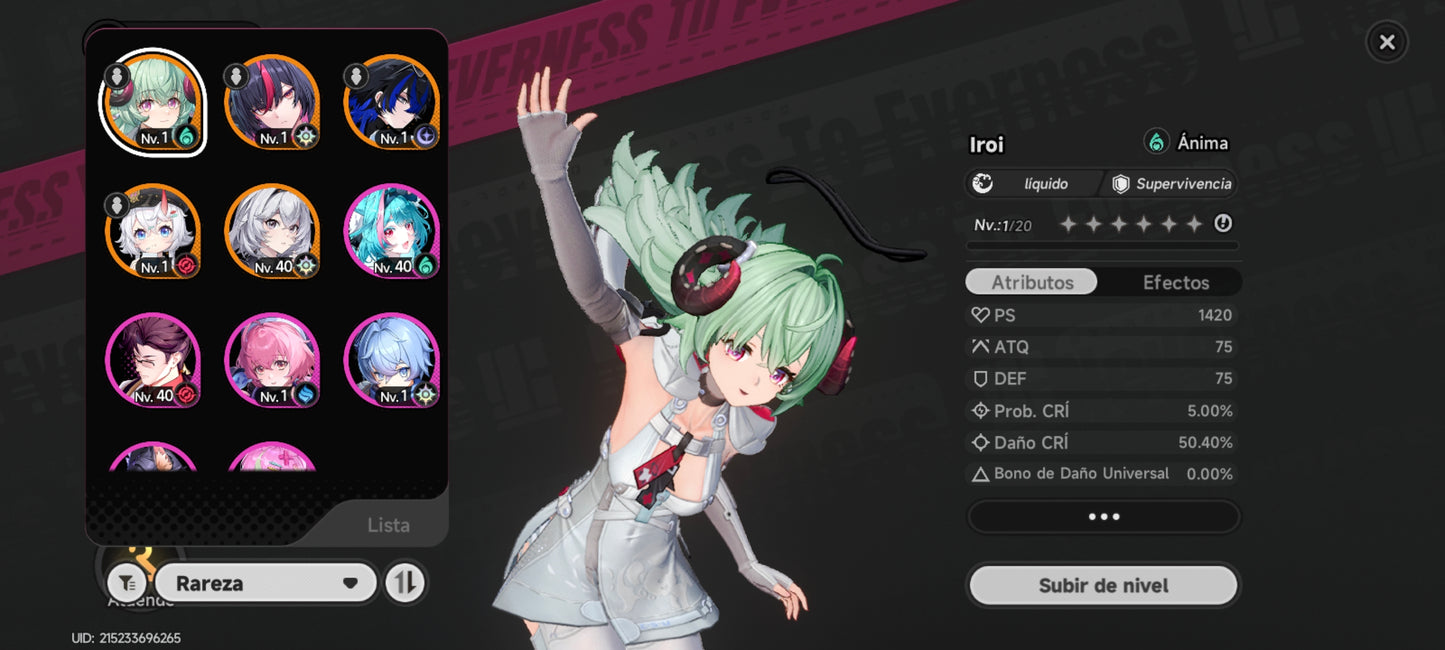 [Lvl 26] Shinku + Disco5 ⭐️: Espejismo Sonrojado + Iroi + Daffodill (SKIN) + Sakiri | SERVER AMERICA | Neverness to Everness NTE Cuenta reroll