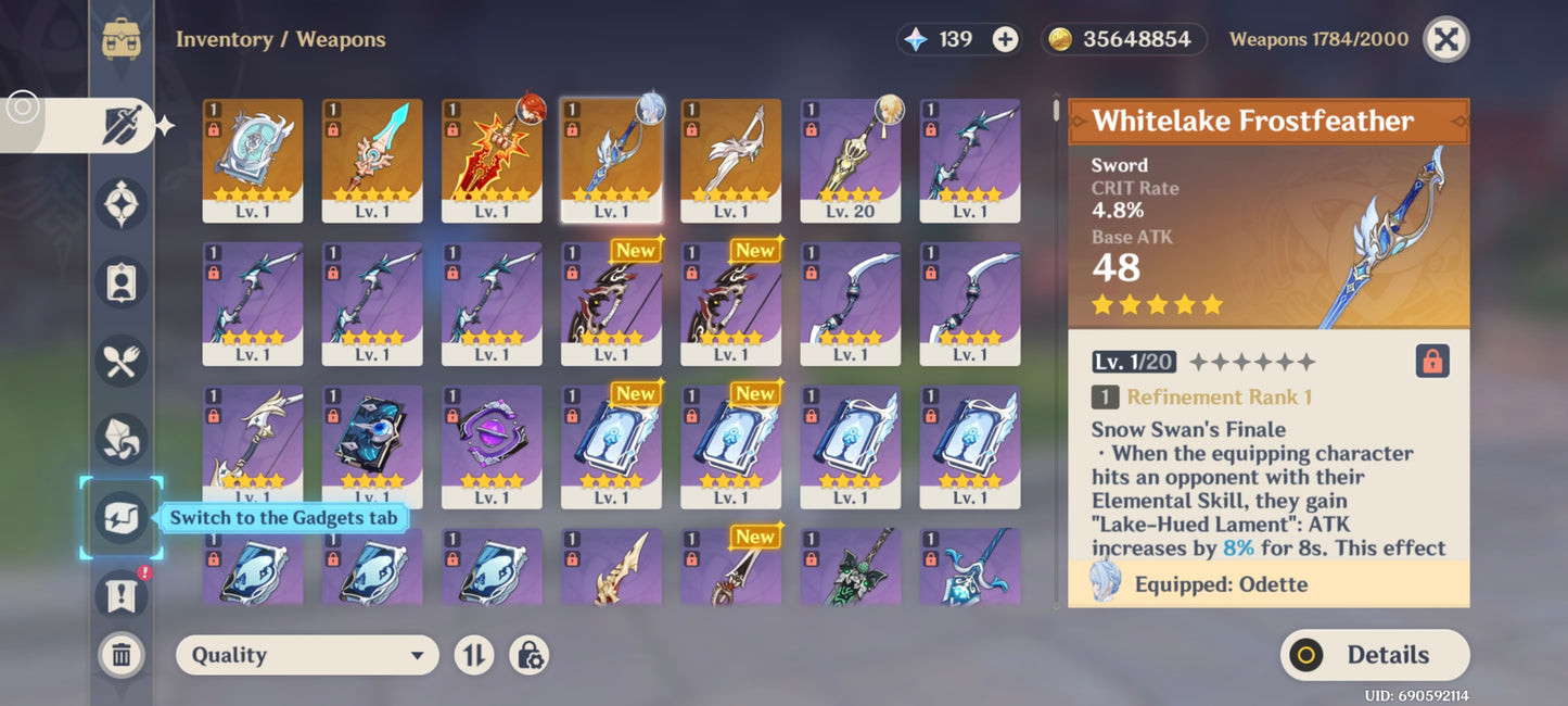 [Nivel 55] ⭐️225 Deseos + Odette + Arma + Mavuika + Arma ⭐️CUMPLEAÑOS LIBRE