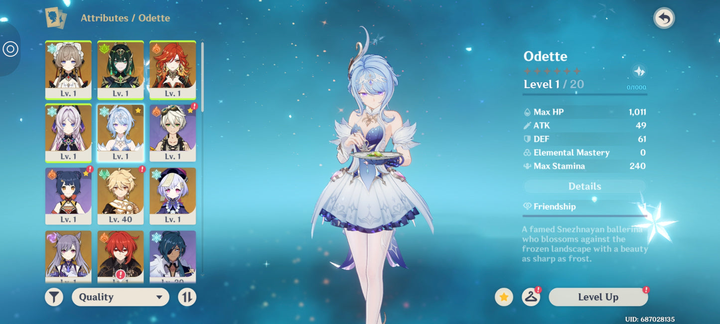 [Nivel 55] ⭐️50 Deseos + Odette + Sandrone + Arma , Citlali + Mavuika + Nefer + Diluc + Qiqi⭐️CUMPLEAÑOS LIBRE