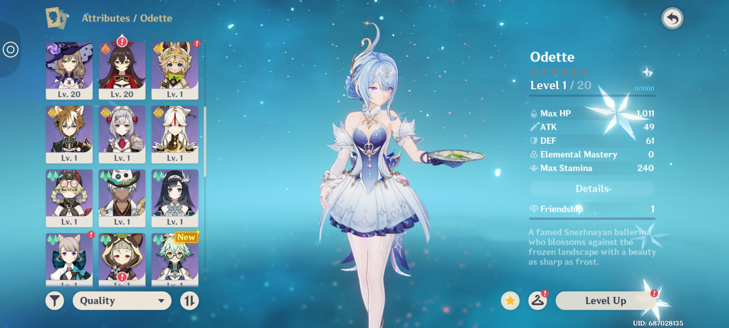 [Nivel 55] ⭐️50 Deseos + Odette + Sandrone + Arma , Citlali + Mavuika + Nefer + Diluc + Qiqi⭐️CUMPLEAÑOS LIBRE