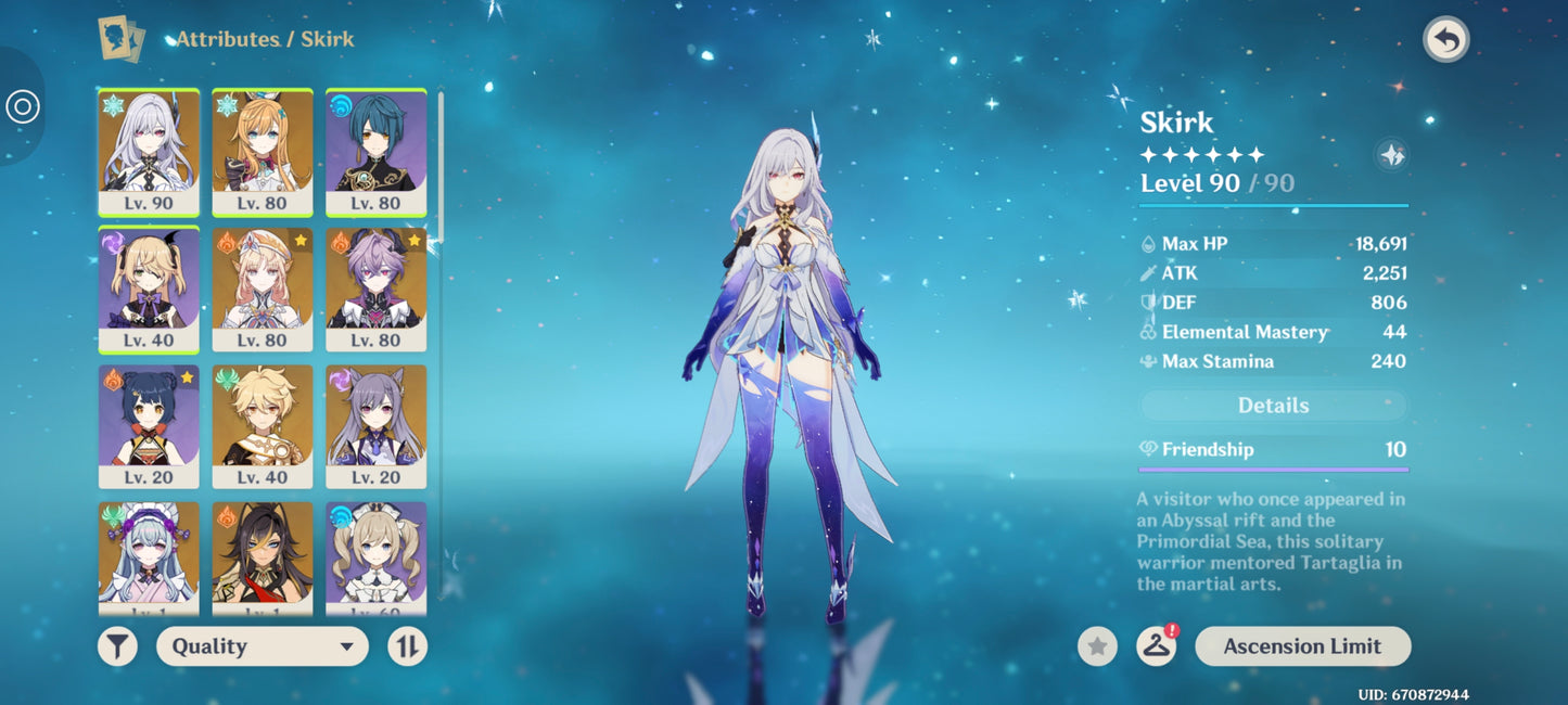 NA Lvl 55⭐️Skirk C2 + Arma , Escoffier + Arma , Nicole , Durin , Keching ⭐️CUMPLEAÑOS LIBRE