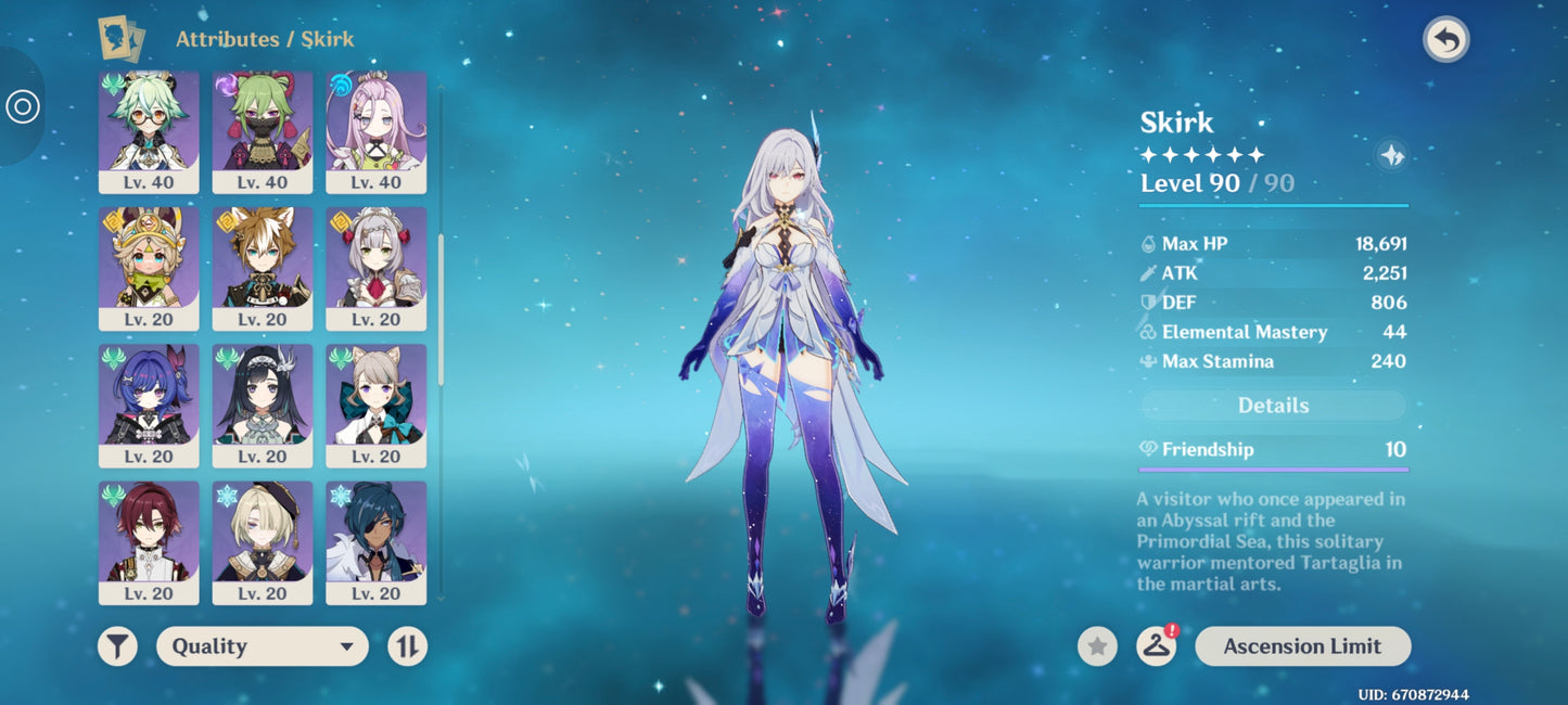 NA Lvl 55⭐️Skirk C2 + Arma , Escoffier + Arma , Nicole , Durin , Keching ⭐️CUMPLEAÑOS LIBRE