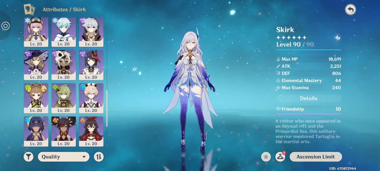 NA Lvl 55⭐️Skirk C2 + Arma , Escoffier + Arma , Nicole , Durin , Keching ⭐️CUMPLEAÑOS LIBRE