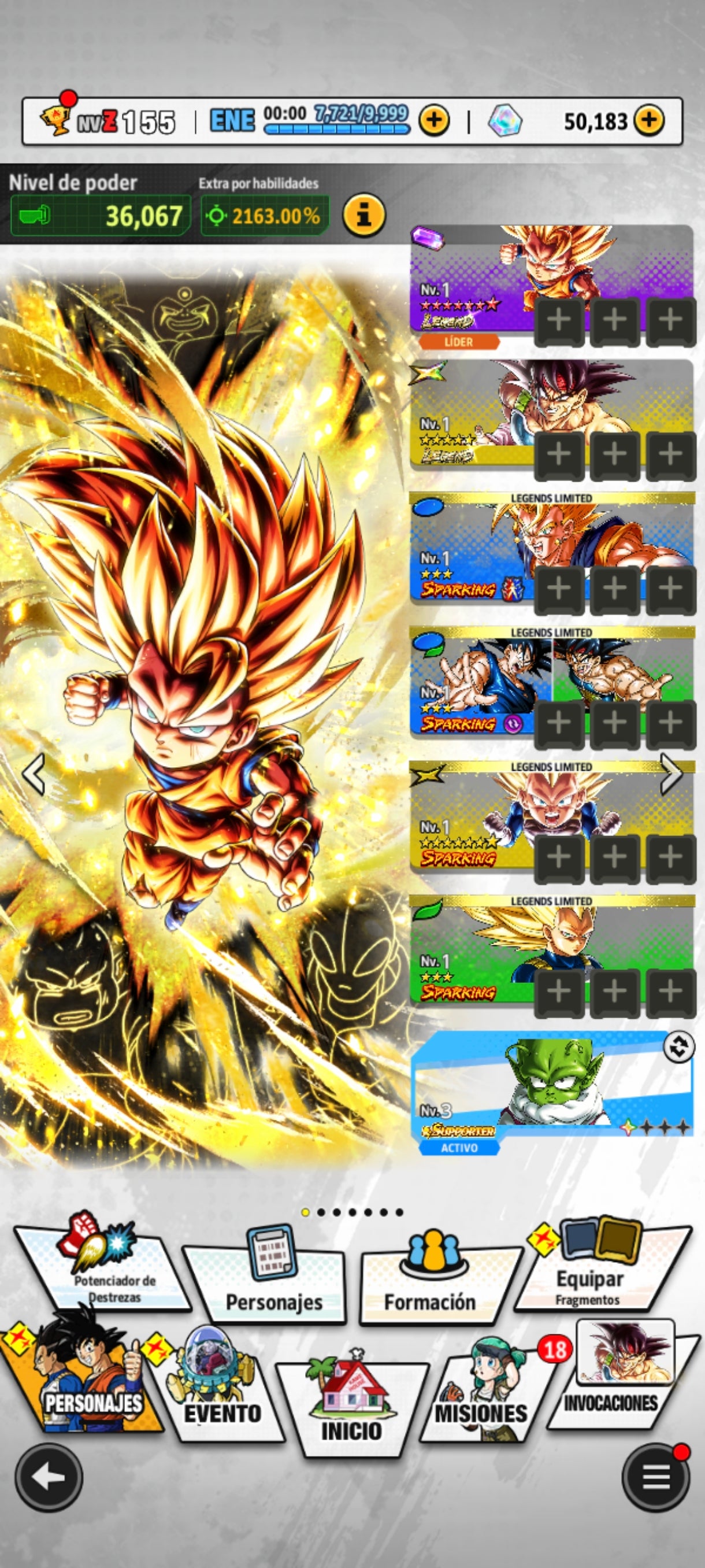 [ANDROID] 50,000 Cronocristales💎 2 LEGENDS⭐️ Goku (MINI) 14 ESTRELLAS + Bardock  12 LL |DRAGON BALL Legends Cuenta
