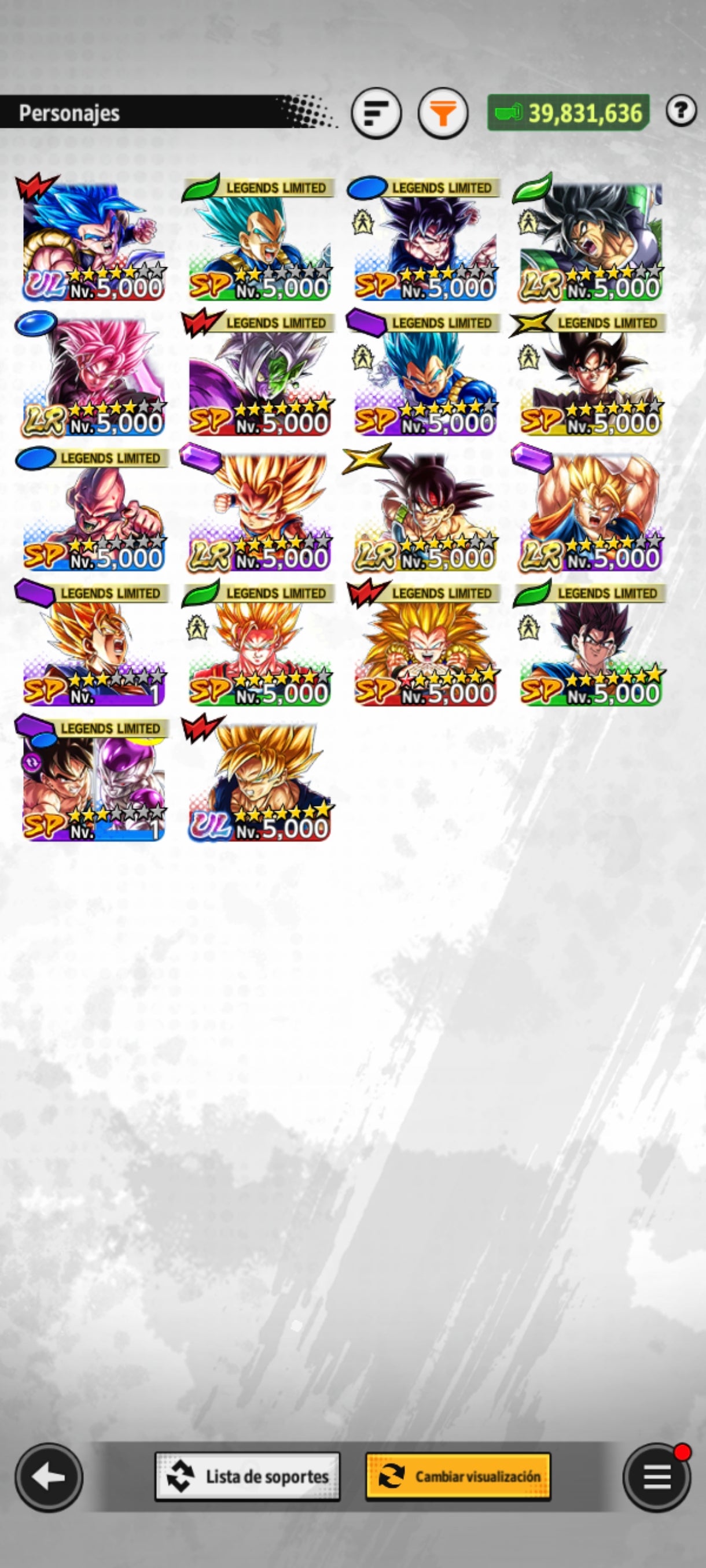 [Android&Iphone] Gogeta ULTRA + Goku Oscuro LEGENDS + Broly LEGENDS + Súper Vegetto LEGENDS + Bardock LEGENDS + Goku (Mini) LEGENDS + 11 LL|DRAGON BALL Legends Cuenta