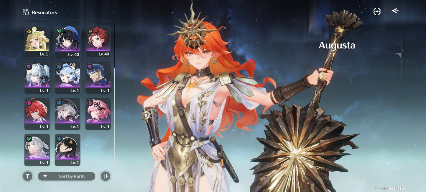 Sv. America⭐️Nivel 40| Augusta C2 + Arma | Denia + Chisa | 7669 Astritas💎 | Wuthering Waves CUENTA REROLL