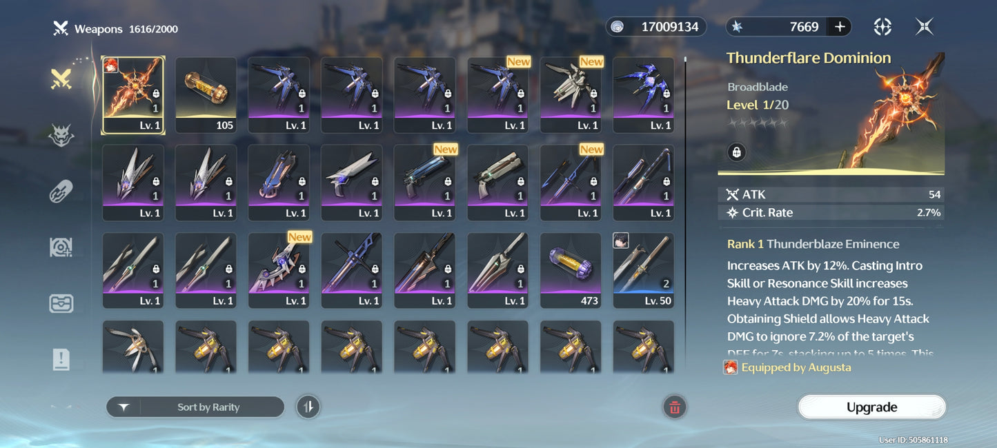 Sv. America⭐️Nivel 40| Augusta C2 + Arma | Denia + Chisa | 7669 Astritas💎 | Wuthering Waves CUENTA REROLL