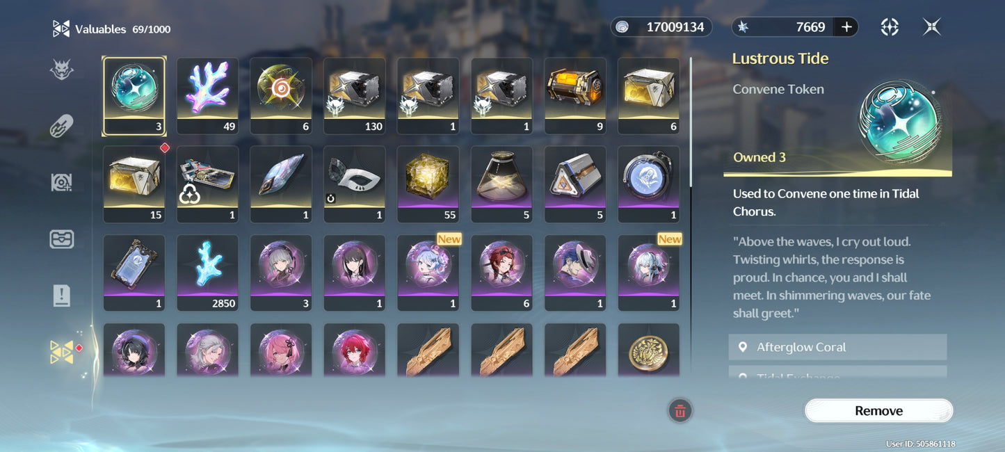 Sv. America⭐️Nivel 40| Augusta C2 + Arma | Denia + Chisa | 7669 Astritas💎 | Wuthering Waves CUENTA REROLL