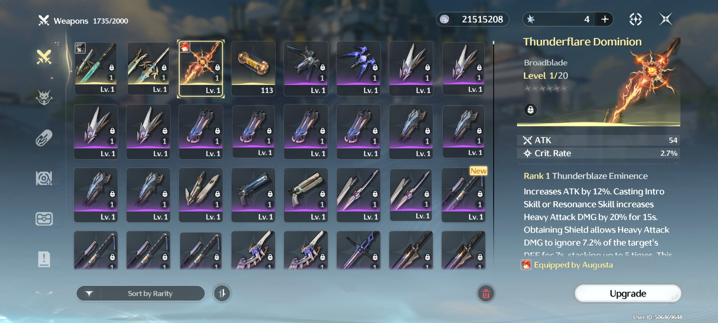 Sv. America⭐️Nivel 43|Denia + Mornye + Iuno |Augusta + Arma , Qiuyuan +Arma | Wuthering Waves CUENTA REROLL