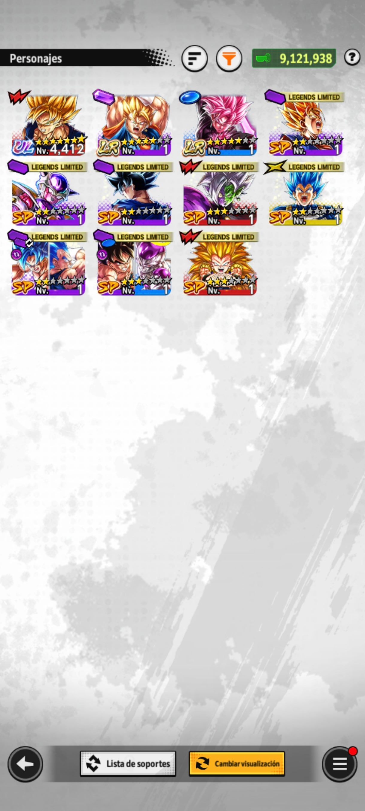 [ANDROID] 100,536 Cronocristales💎 + Súper Vegetto LEGENDS + Supersaiyajin Goku Oscuro LEGENDS + 8 LL |DRAGON BALL Legends Cuenta