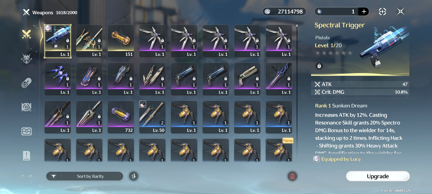 [AMERICA] UL 45⭐️ Lucy R6 + Arma , Rebecca | Wuthering Waves CUENTA REROLL