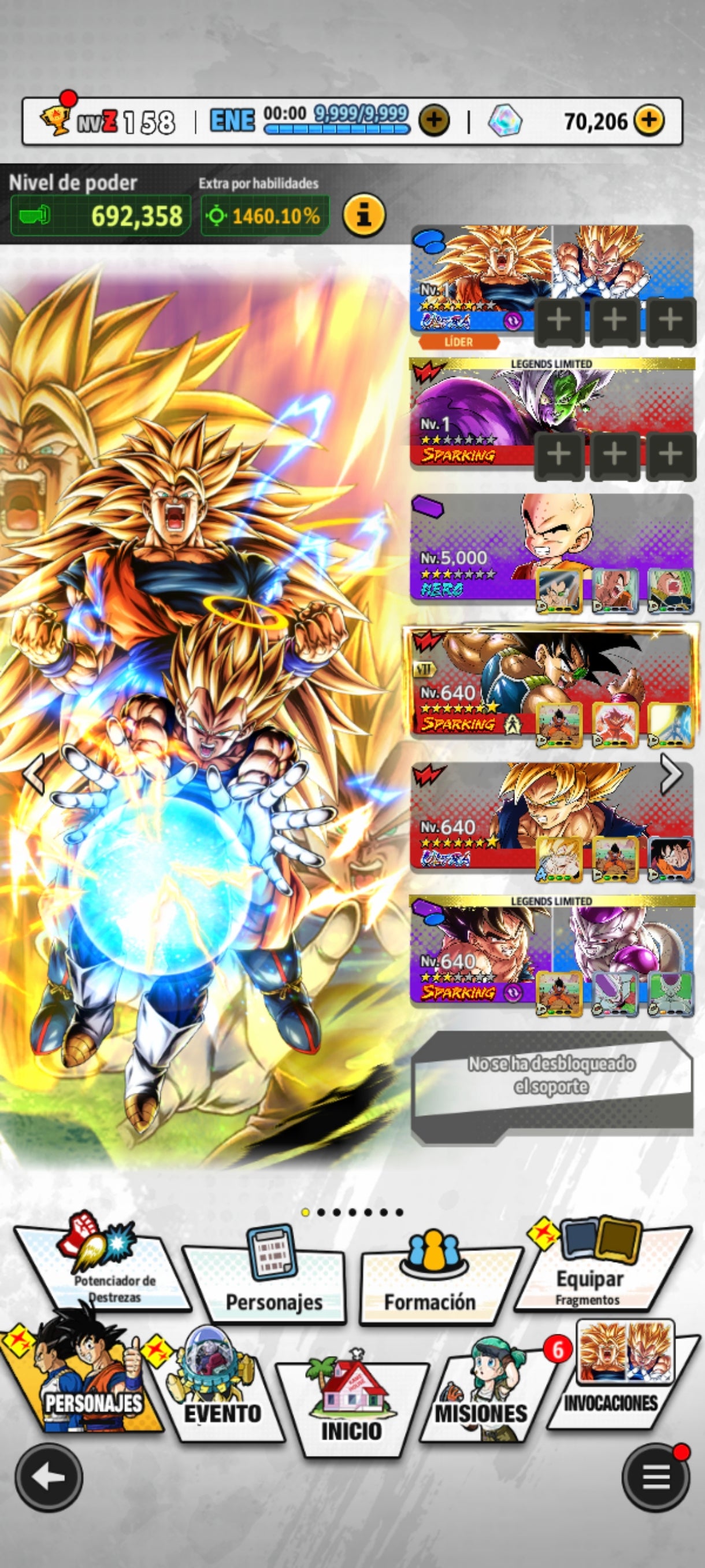 [ANDROID] 70,206 Cronocristales💎Goku ssj3 & Vegeta ssj2 ULTRA + 8 LL