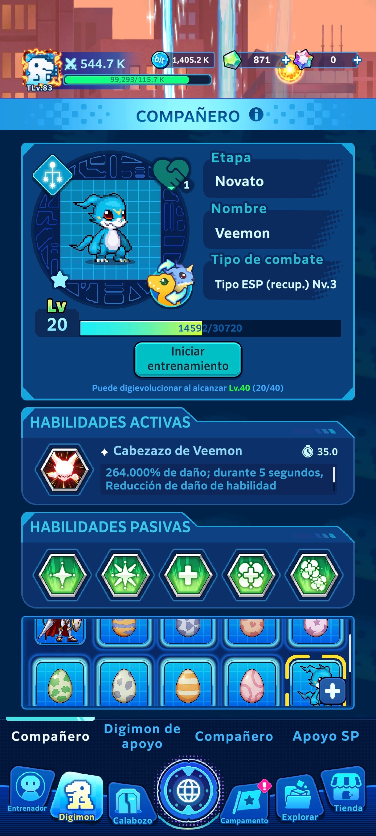 [Nivel 83] Gallantmon Lv 99 + Veemon Lv 20 + Okuwamon UR |2 Pases de batalla |Cuenta avanzada Digimon UP