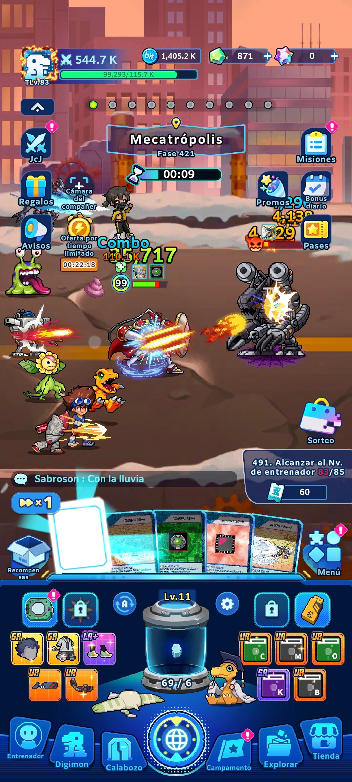 [Nivel 83] Gallantmon Lv 99 + Veemon Lv 20 + Okuwamon UR |2 Pases de batalla |Cuenta avanzada Digimon UP