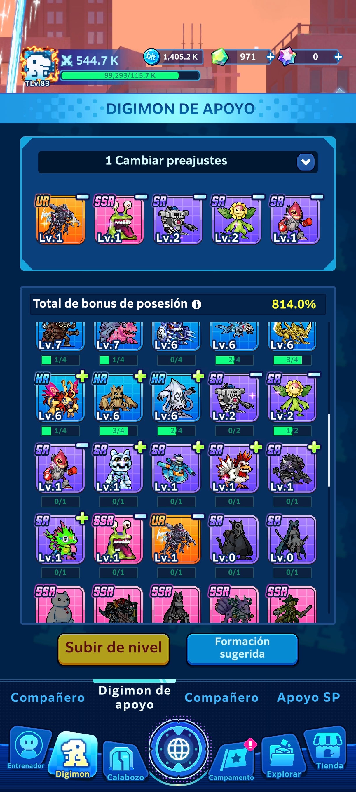 [Nivel 83] Gallantmon Lv 99 + Veemon Lv 20 + Okuwamon UR |2 Pases de batalla |Cuenta avanzada Digimon UP