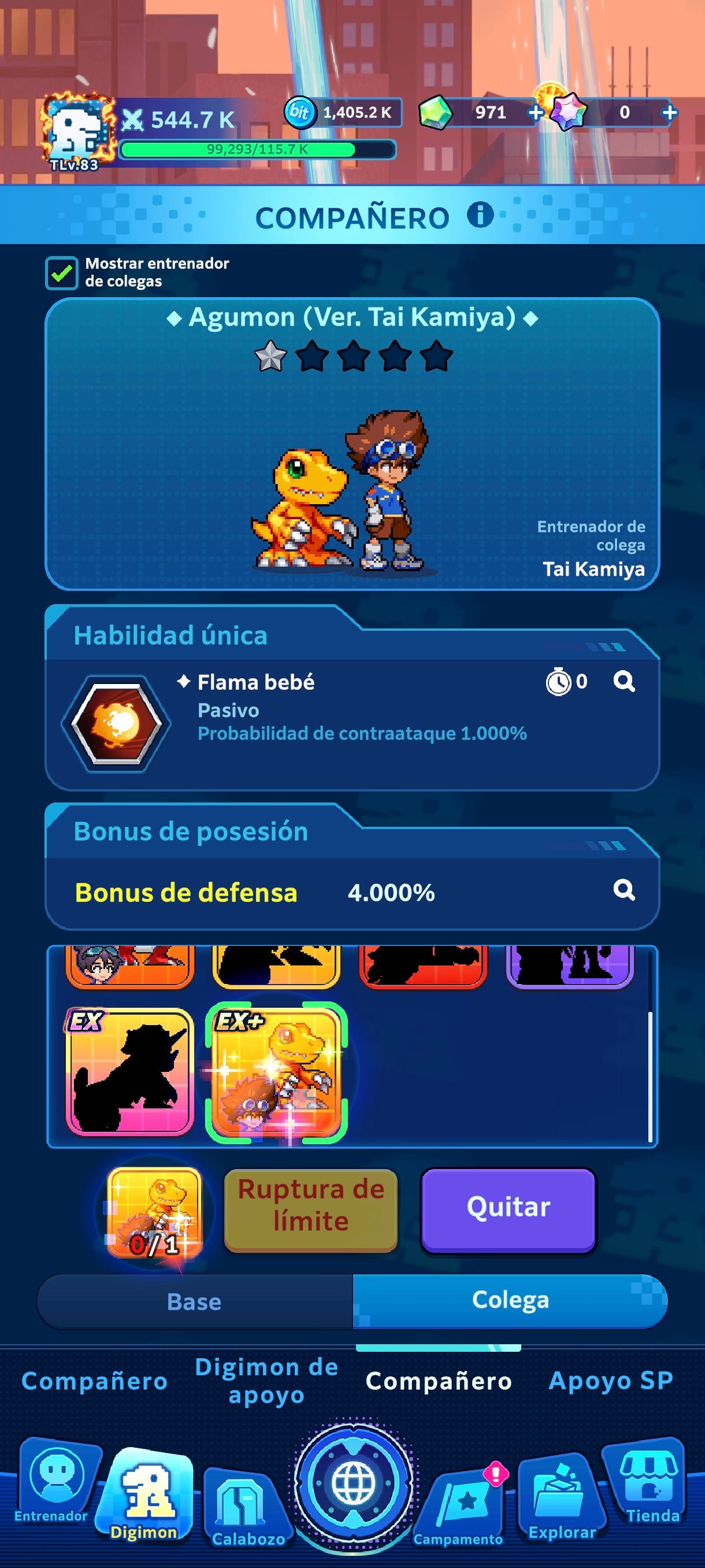 [Nivel 83] Gallantmon Lv 99 + Veemon Lv 20 + Okuwamon UR |2 Pases de batalla |Cuenta avanzada Digimon UP