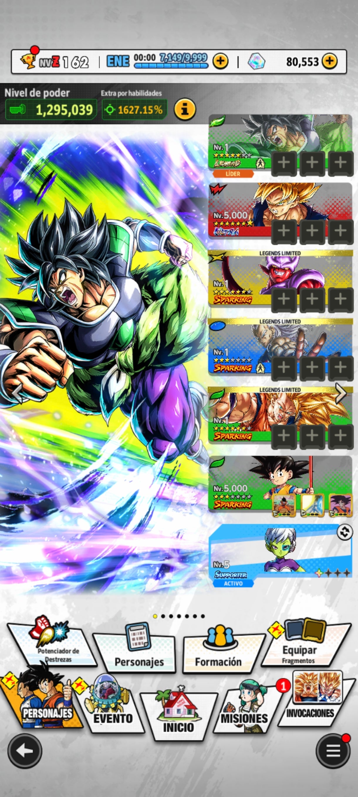 [ANDROID] 80,553 Cronocristales💎+ Broly LR  + 4 LR| DRAGON BALL Legends Cuenta