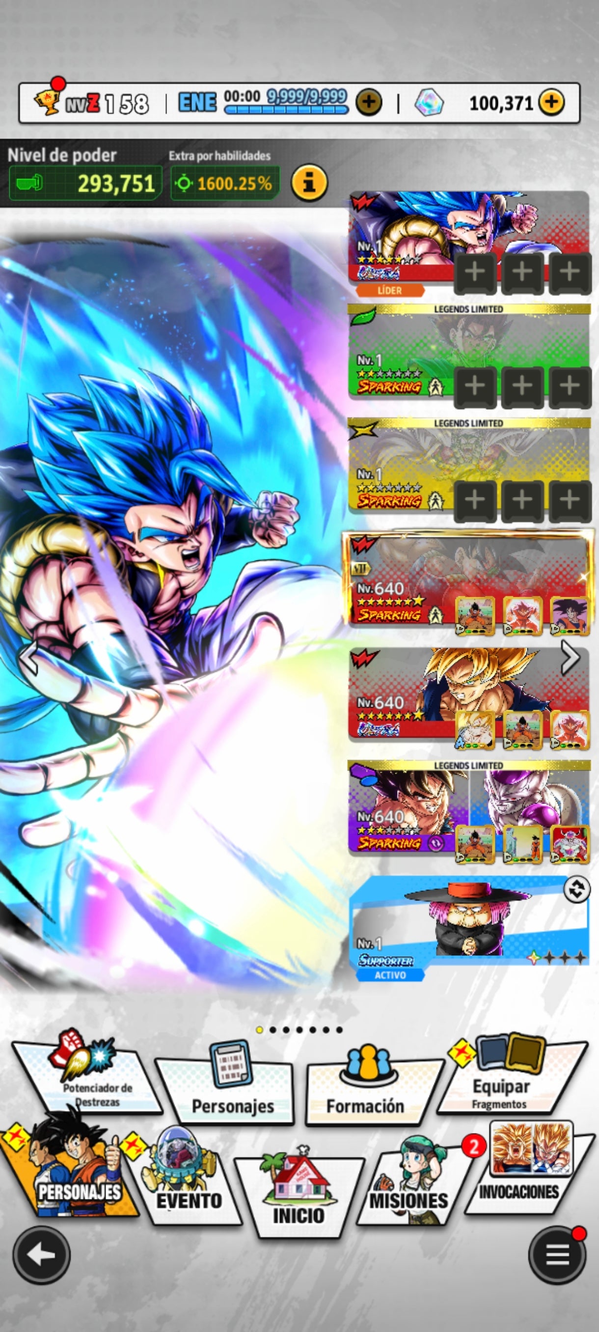 [ANDROID] 100,371 Cronocristales💎+ Gogeta Blue ULTRA 2026 + 5 LL  | DRAGON BALL Legends Cuenta