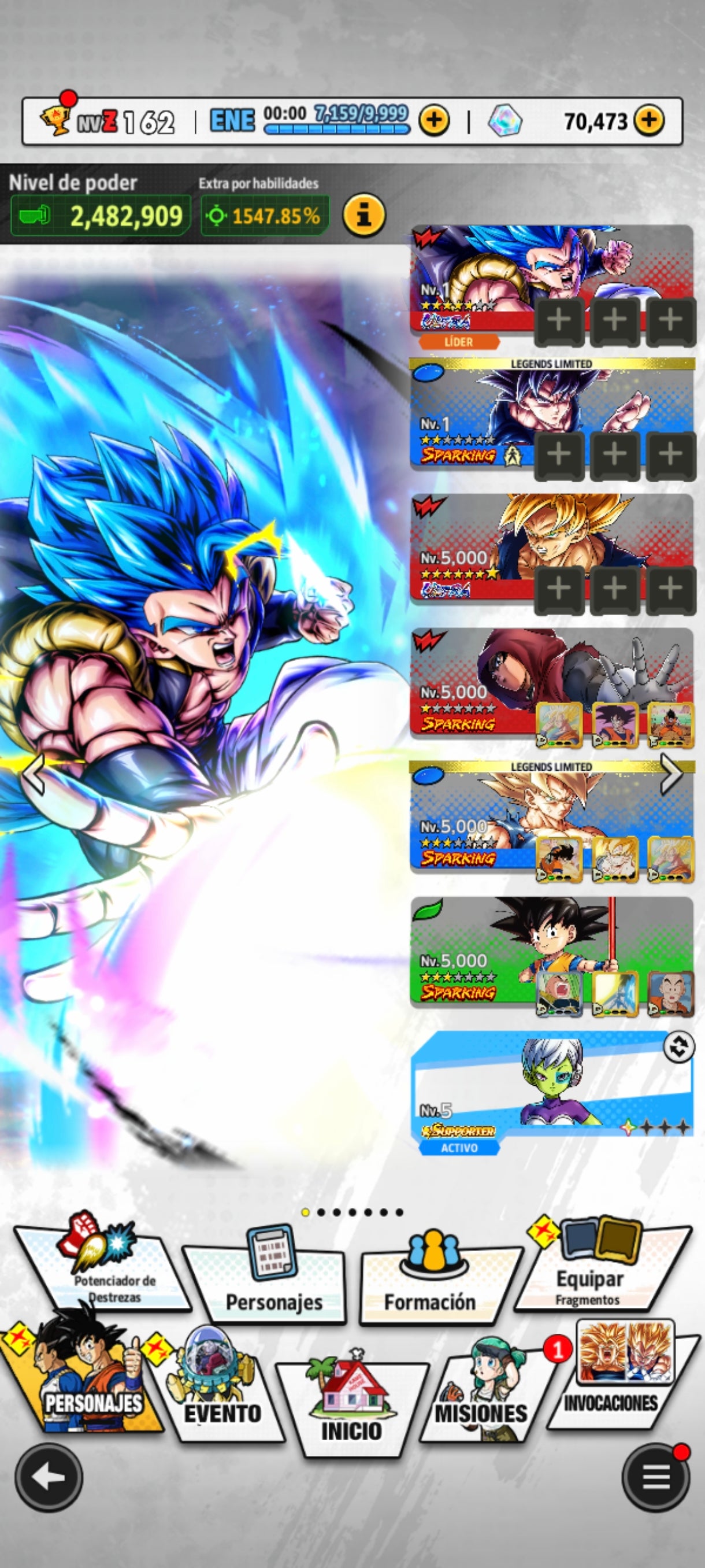 [ANDROID] 70,473 Cronocristales💎 + Gogeta Blue ULTRA 2026  | DRAGON BALL Legends Cuenta
