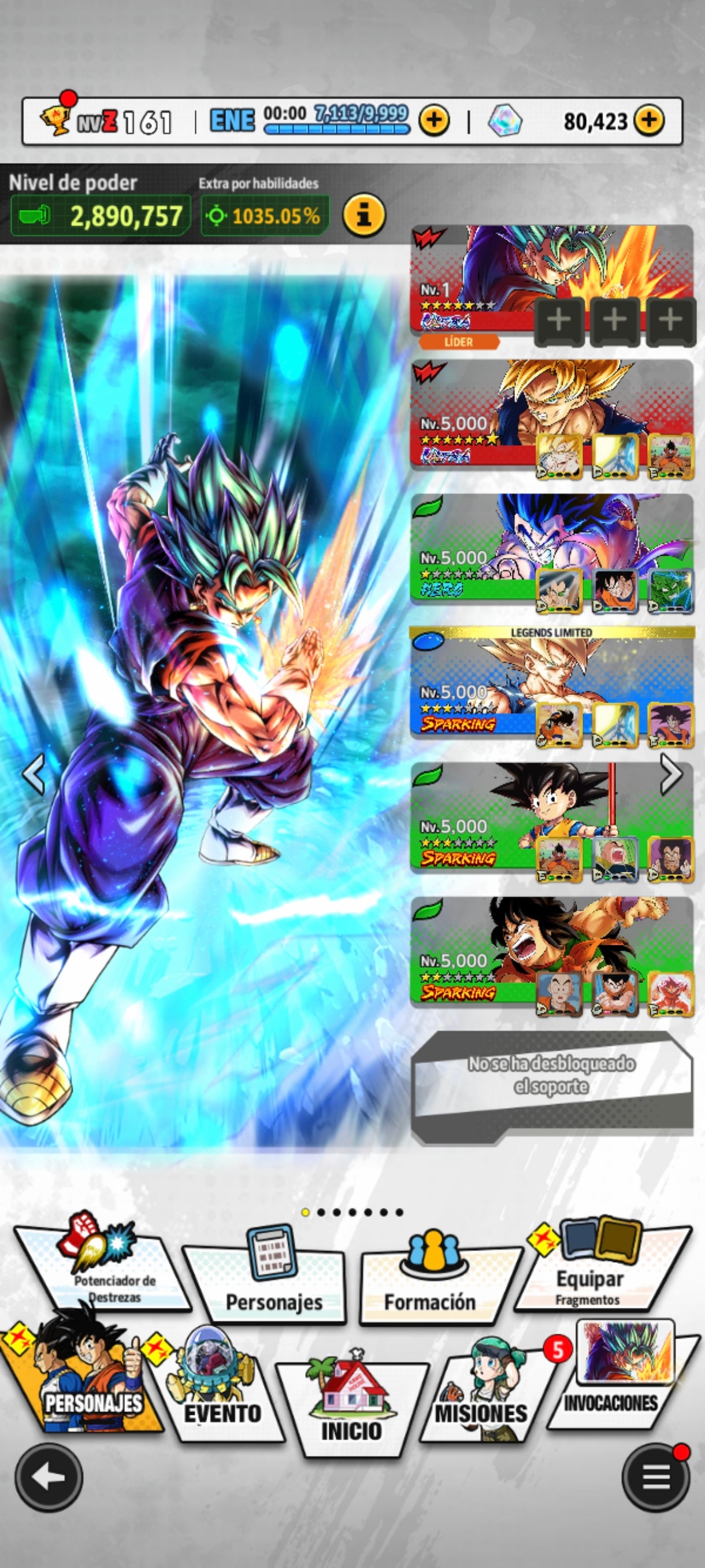 [ANDROID] 80,423 Cronocristales💎 + Vegetto Blue ULTRA + 4 LL | DRAGON BALL Legends Cuenta