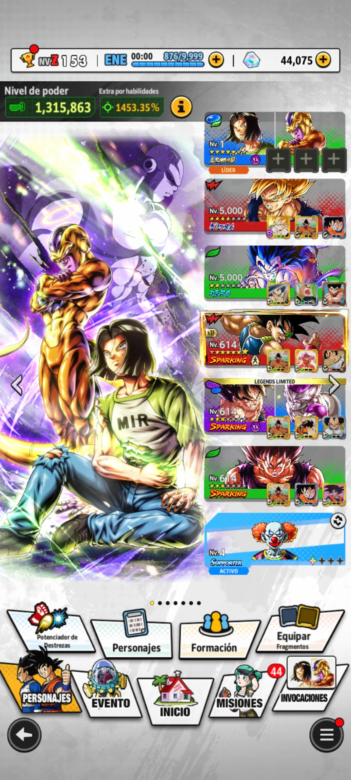 [ANDROID] 44,075 Cronocristales💎 Androide 17 & Golden Freezer LR | DRAGON BALL Legends Cuenta
