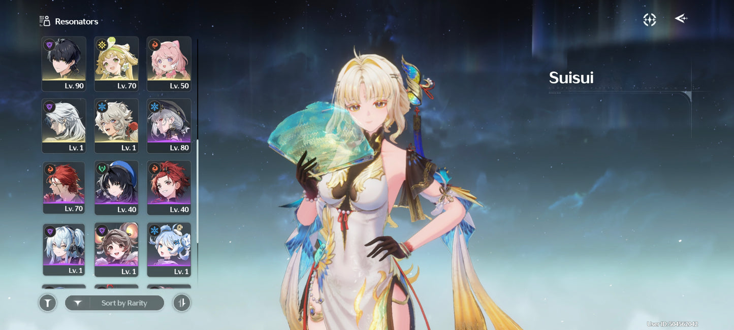 NA Lv80🌙 Suisui C2 + Arma + Aemeath C1 + Arma + Augusta C2 + Arma + Hiyuki + Arma + Denia + Lucilla + Lynae + Chisa + Arma + Cartethyia + Arma + Shorekeeper + Iuno + Arma + Rebecca + Verina + Encore + Calcharo + Lingyang