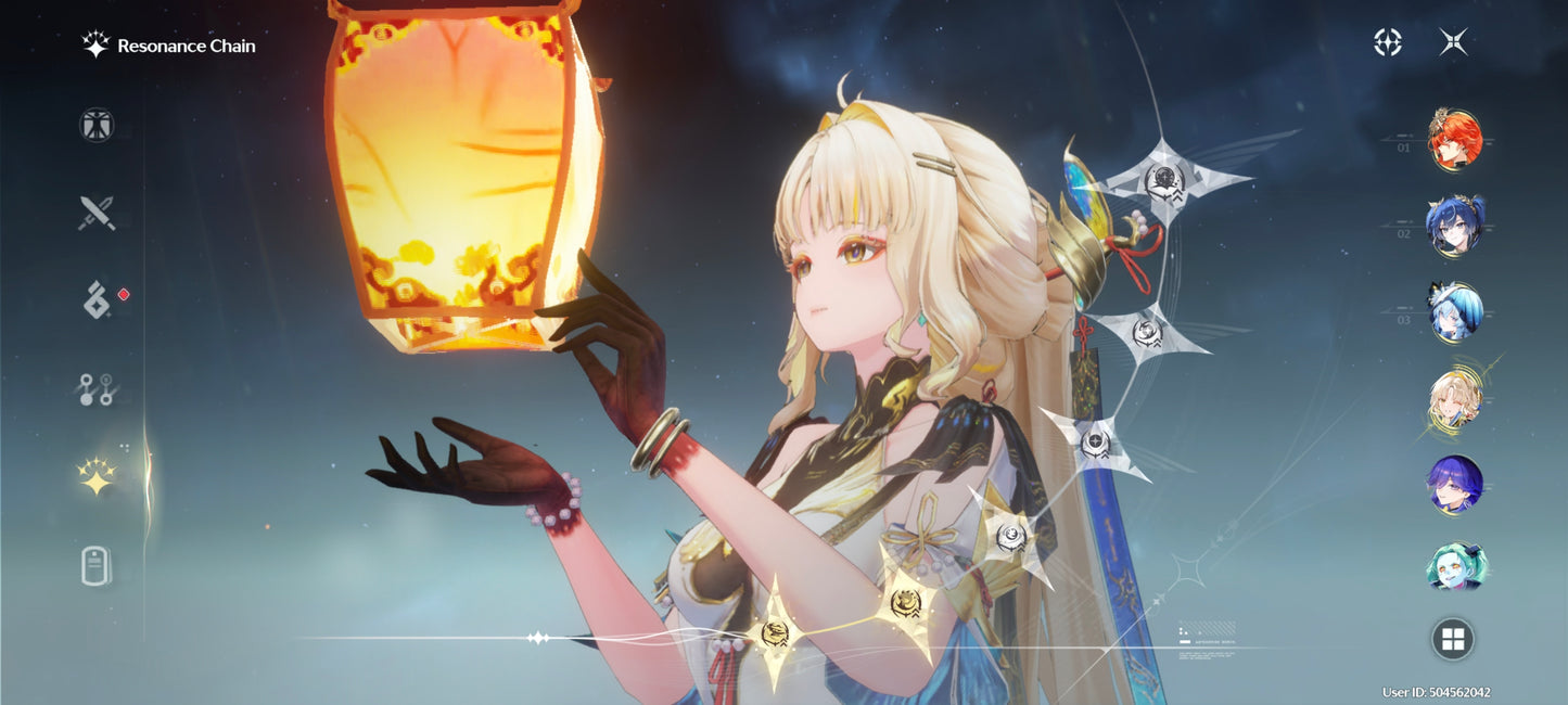 NA Lv80🌙 Suisui C2 + Arma + Aemeath C1 + Arma + Augusta C2 + Arma + Hiyuki + Arma + Denia + Lucilla + Lynae + Chisa + Arma + Cartethyia + Arma + Shorekeeper + Iuno + Arma + Rebecca + Verina + Encore + Calcharo + Lingyang