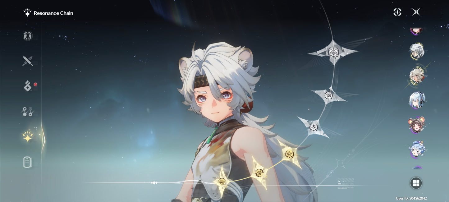 NA Lv80🌙 Suisui C2 + Arma + Aemeath C1 + Arma + Augusta C2 + Arma + Hiyuki + Arma + Denia + Lucilla + Lynae + Chisa + Arma + Cartethyia + Arma + Shorekeeper + Iuno + Arma + Rebecca + Verina + Encore + Calcharo + Lingyang