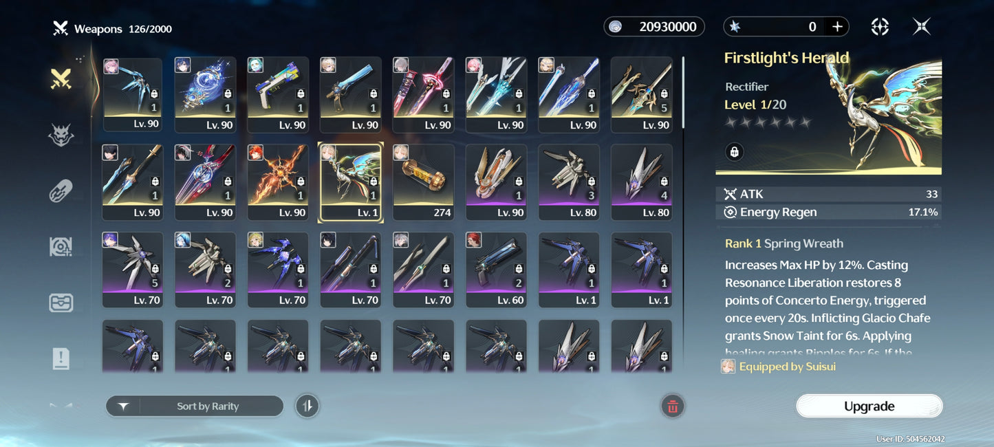 NA Lv80🌙 Suisui C2 + Arma + Aemeath C1 + Arma + Augusta C2 + Arma + Hiyuki + Arma + Denia + Lucilla + Lynae + Chisa + Arma + Cartethyia + Arma + Shorekeeper + Iuno + Arma + Rebecca + Verina + Encore + Calcharo + Lingyang