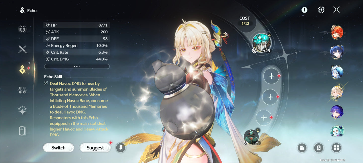 NA Lv80🌙 Suisui C2 + Arma + Aemeath C1 + Arma + Augusta C2 + Arma + Hiyuki + Arma + Denia + Lucilla + Lynae + Chisa + Arma + Cartethyia + Arma + Shorekeeper + Iuno + Arma + Rebecca + Verina + Encore + Calcharo + Lingyang