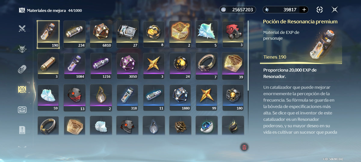 SERVER AMERICA Nivel 49 +39817 Astritas + Qingxiao + Jianxin + Lingyang + Calcharo + Encore