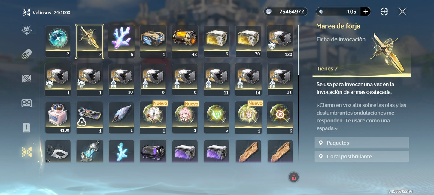 AMERICA |Lvl 49| Lynae + Arma 5⭐️| Yangyang Xuanling + Arma 5⭐️| Luuk Herssen + Arma 5⭐️| Verina C1 + Encore C1 + Lingyang C1|Cumpleaños libre|Wuthering Waves CUENTA REROLL