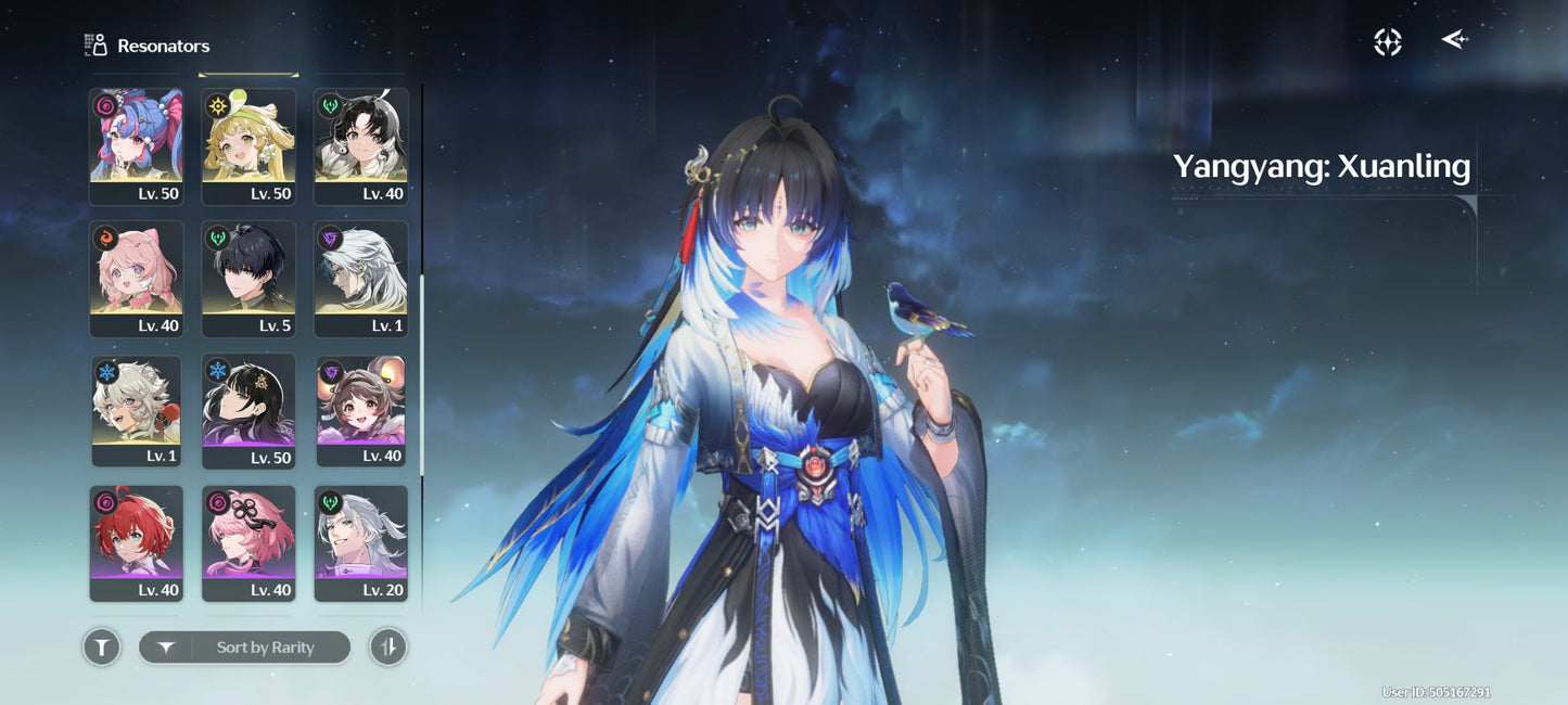 AMERICA⭐️Lvl 73⭐️ Yangyang Xualing + Hiyuki + Aemeath + Arma5⭐️, Denia + Chisa + Phoebe + Arma5⭐️, Iuno + Lupa + Carlotta + Yinlin + Rebecca + Roccia + Verina + Jianxin + Encore + Calcharo