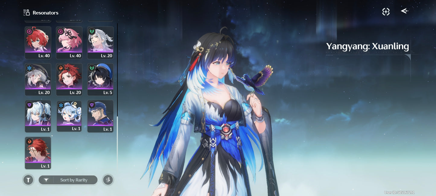 AMERICA⭐️Lvl 73⭐️ Yangyang Xualing + Hiyuki + Aemeath + Arma5⭐️, Denia + Chisa + Phoebe + Arma5⭐️, Iuno + Lupa + Carlotta + Yinlin + Rebecca + Roccia + Verina + Jianxin + Encore + Calcharo