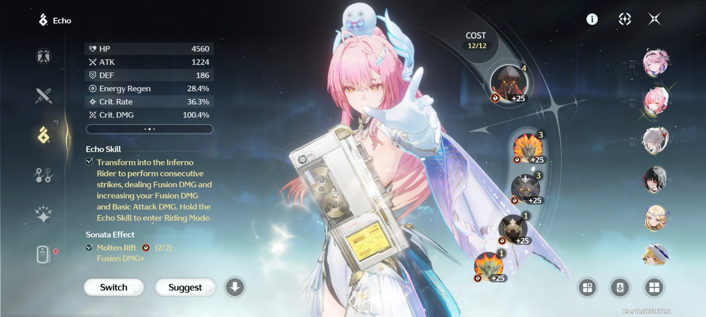 AMERICA⭐️Lvl 73⭐️ Yangyang Xualing + Hiyuki + Aemeath + Arma5⭐️, Denia + Chisa + Phoebe + Arma5⭐️, Iuno + Lupa + Carlotta + Yinlin + Rebecca + Roccia + Verina + Jianxin + Encore + Calcharo