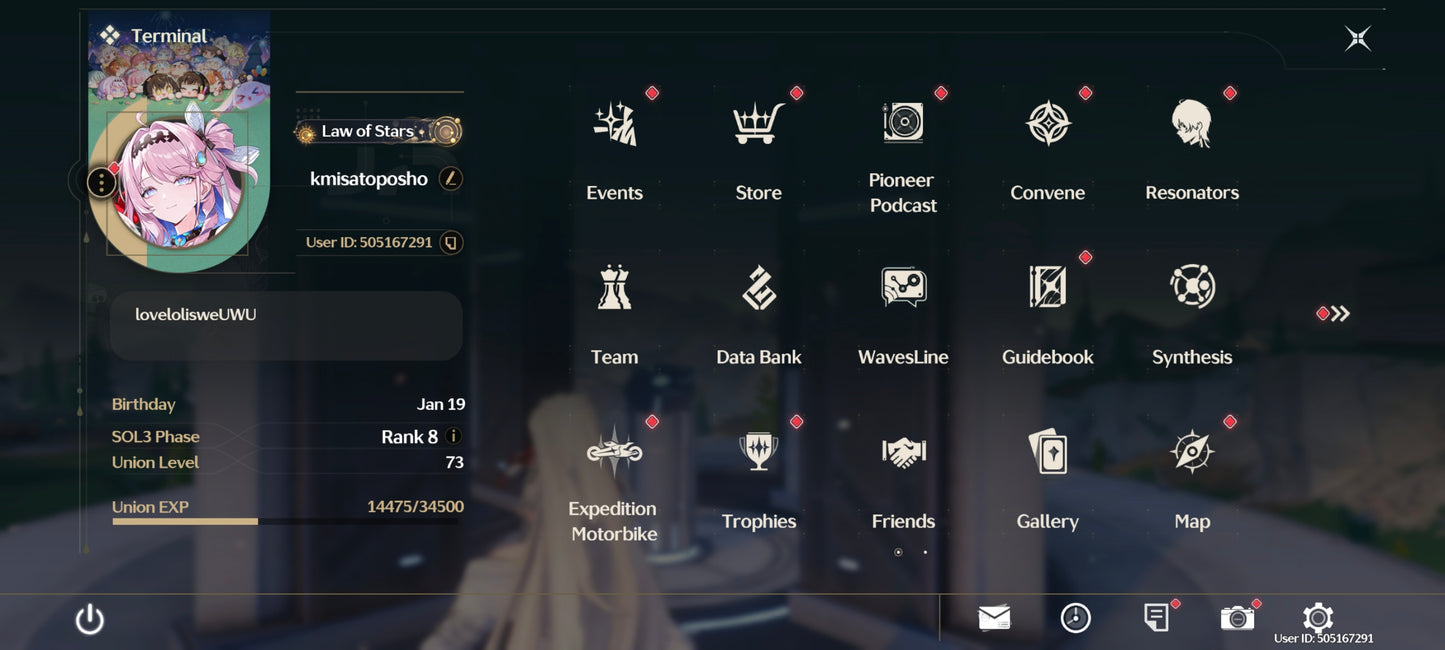 AMERICA⭐️Lvl 73⭐️ Yangyang Xualing + Hiyuki + Aemeath + Arma5⭐️, Denia + Chisa + Phoebe + Arma5⭐️, Iuno + Lupa + Carlotta + Yinlin + Rebecca + Roccia + Verina + Jianxin + Encore + Calcharo