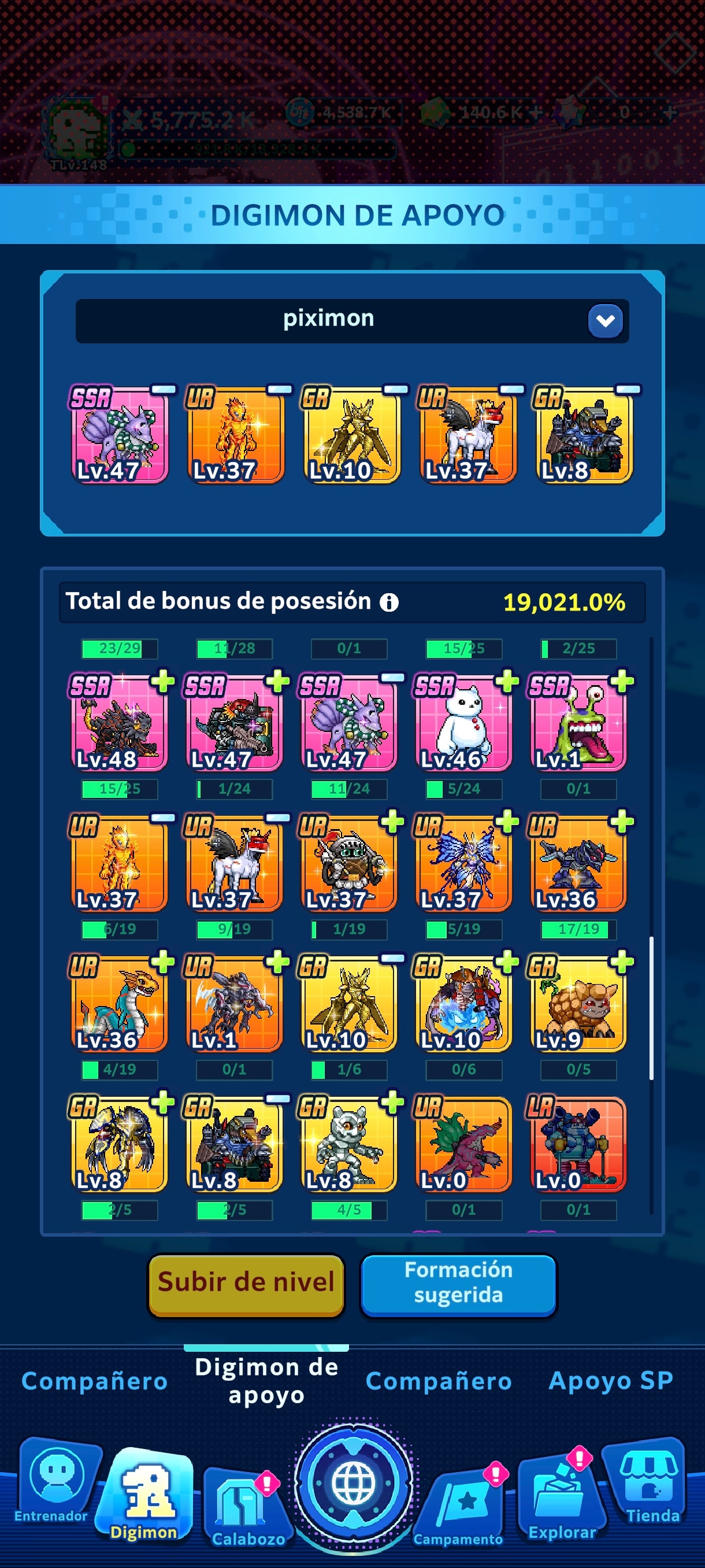 [GLOBAL] Cuenta Premium ~ Lvl 148 + | Cuenta Avanzada|[EX+] WarGreymon + [ EX+] Aegiochusmon 2+ | [EX+] Agumon + Tai + [EX+] Aegiomon + Inori 2+ | [EX+] Phantom Nova 2+