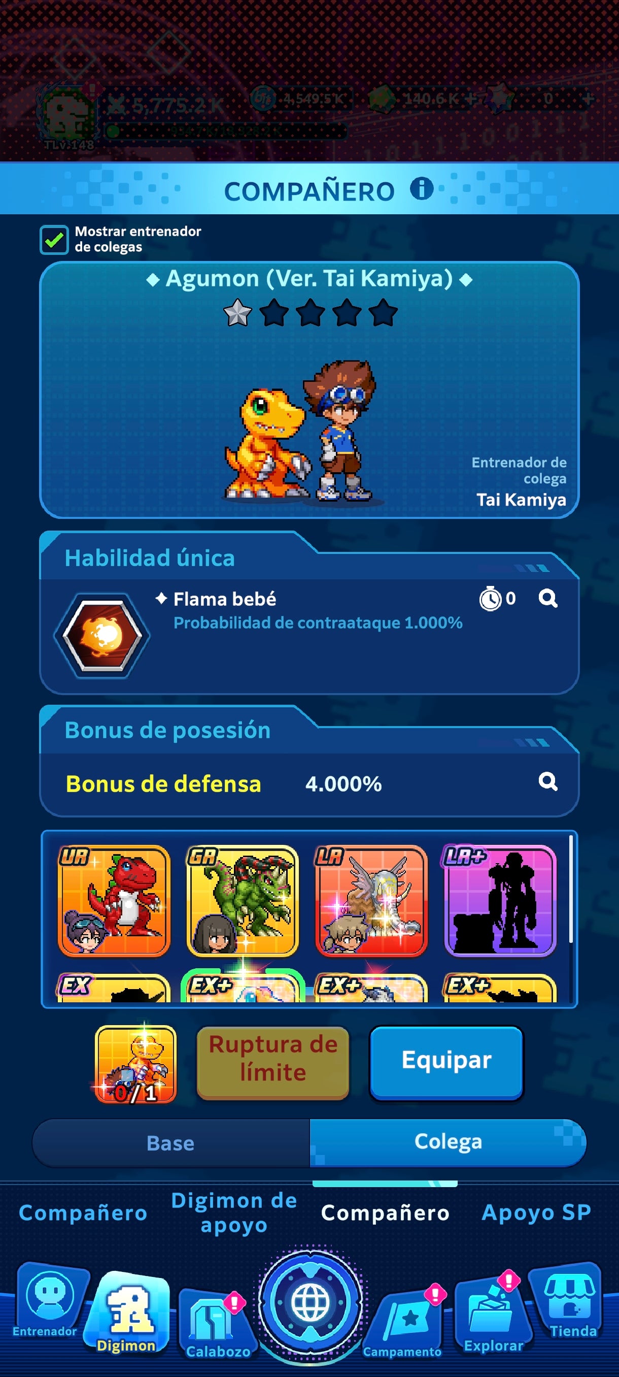 [GLOBAL] Cuenta Premium ~ Lvl 148 + | Cuenta Avanzada|[EX+] WarGreymon + [ EX+] Aegiochusmon 2+ | [EX+] Agumon + Tai + [EX+] Aegiomon + Inori 2+ | [EX+] Phantom Nova 2+