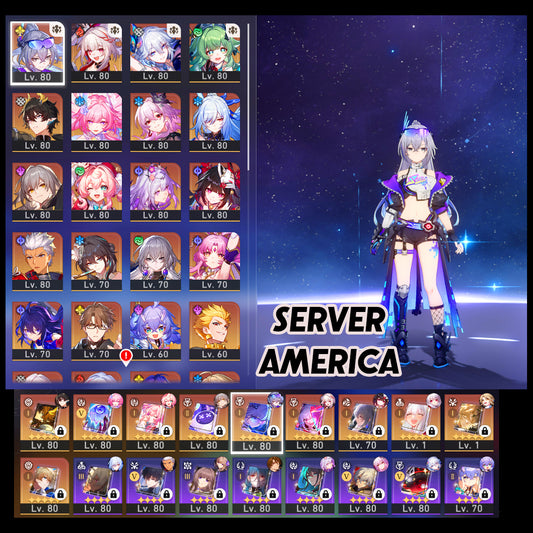 NA Lvl 70| Yao Guang + Sparxie + Cyrene + Silver Wolf LV.999 + Evernight + Hyacine + Castorice + Dan Heng Permansor Terrae + Archer + Gilgamesh + Huohuo + Jingliu + Sparkle + Topaz + Dr. Ratio