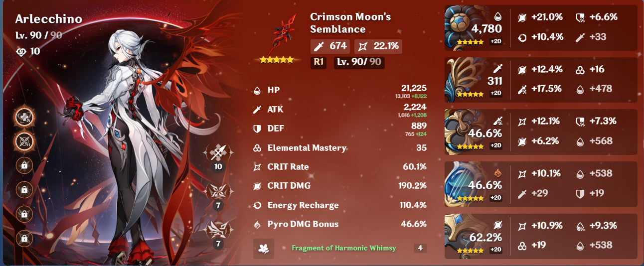 [Nivel 56] Arlecchino C2 + Arma , Mavuika , Lyney C1 + Arma , Furina , Neuvillete C1 + Jean C1, Qiqi , Diluc , Mizuki